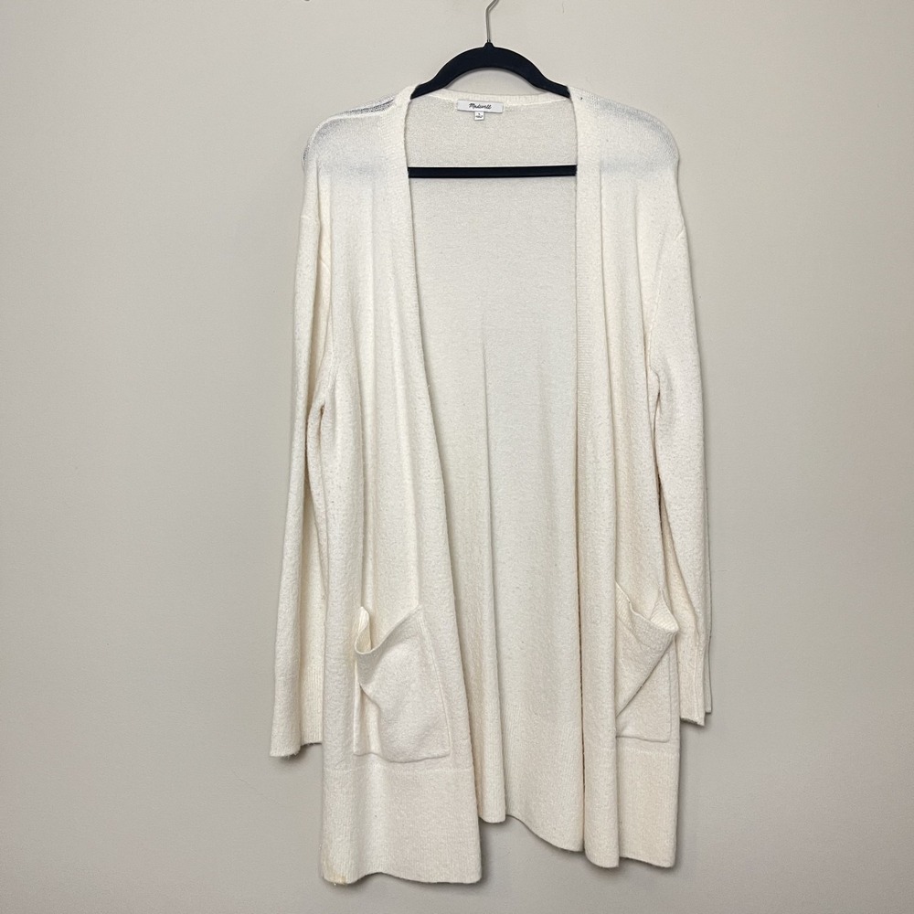 Madewell Cozy Walker Wool Alpaca Blend Open Front Longline Cardigan Women's Sz M